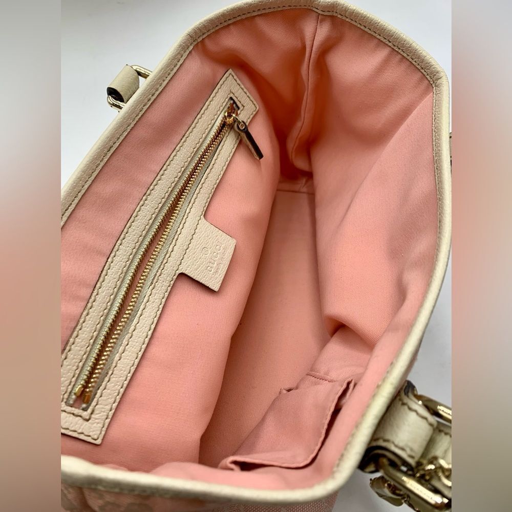 Auth Gucci Jolicoeur Pink Mini Canvas Tote with Charm - Picture 3 of 16